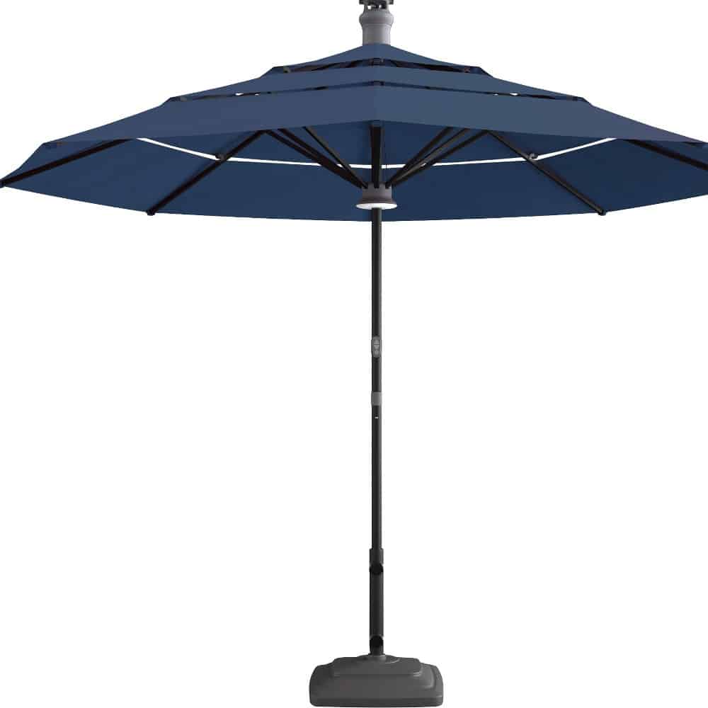 11' Blue Sunbrella Octagonal Lighted Smart Market Patio Umbrella - Image 3